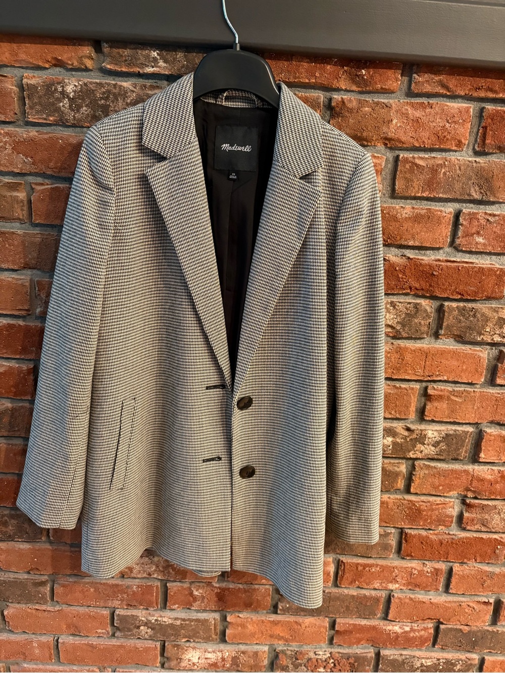 Madewell Gray Houndstooth Pea Coat